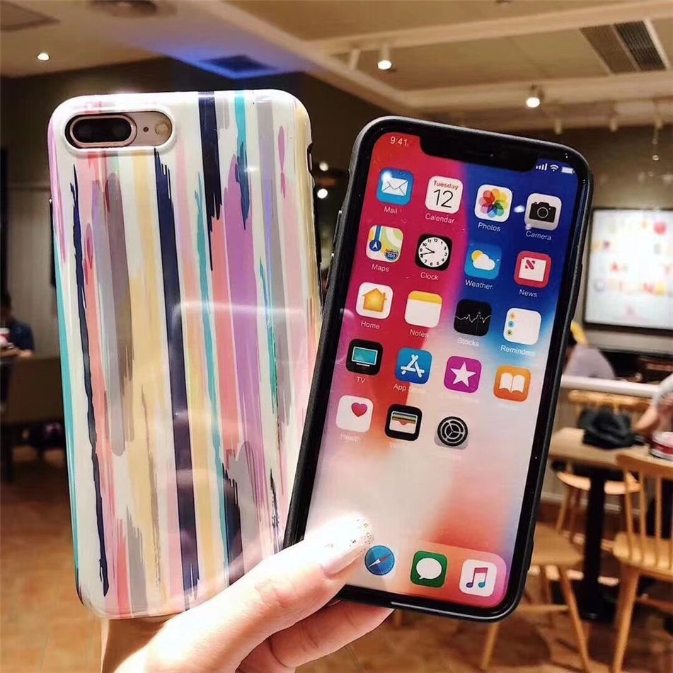 Compatible with Apple, Colorful Rainbow Case For iPhone XS Max XR X IMD Silicone Phone Cases For iPhone 7 6 6s 8 Plus Soft TPU Back Cover Coque Compatible with Apple, Colorful Rainbow Case For iPhone XS Max XR X IMD Silicone Phone Cases For iPhone 7 6 6s 8 Plus Soft TPU Back Cover Coque